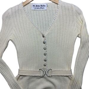 Vintage St. John Knits for Lillie Rubin belted embellished dress FLAWS